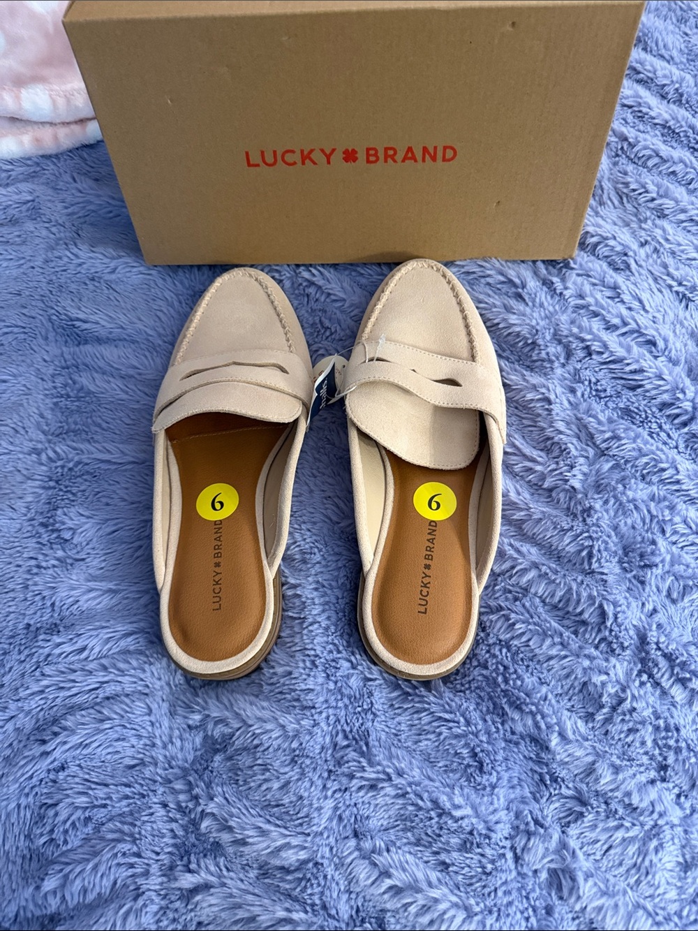 Lucky Brand Beige Slip-On Mule Loafers